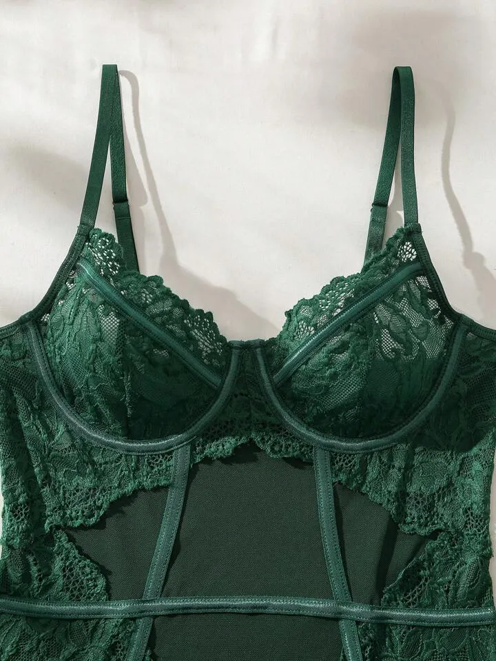 Green Lace Bodysuit Lingerie
