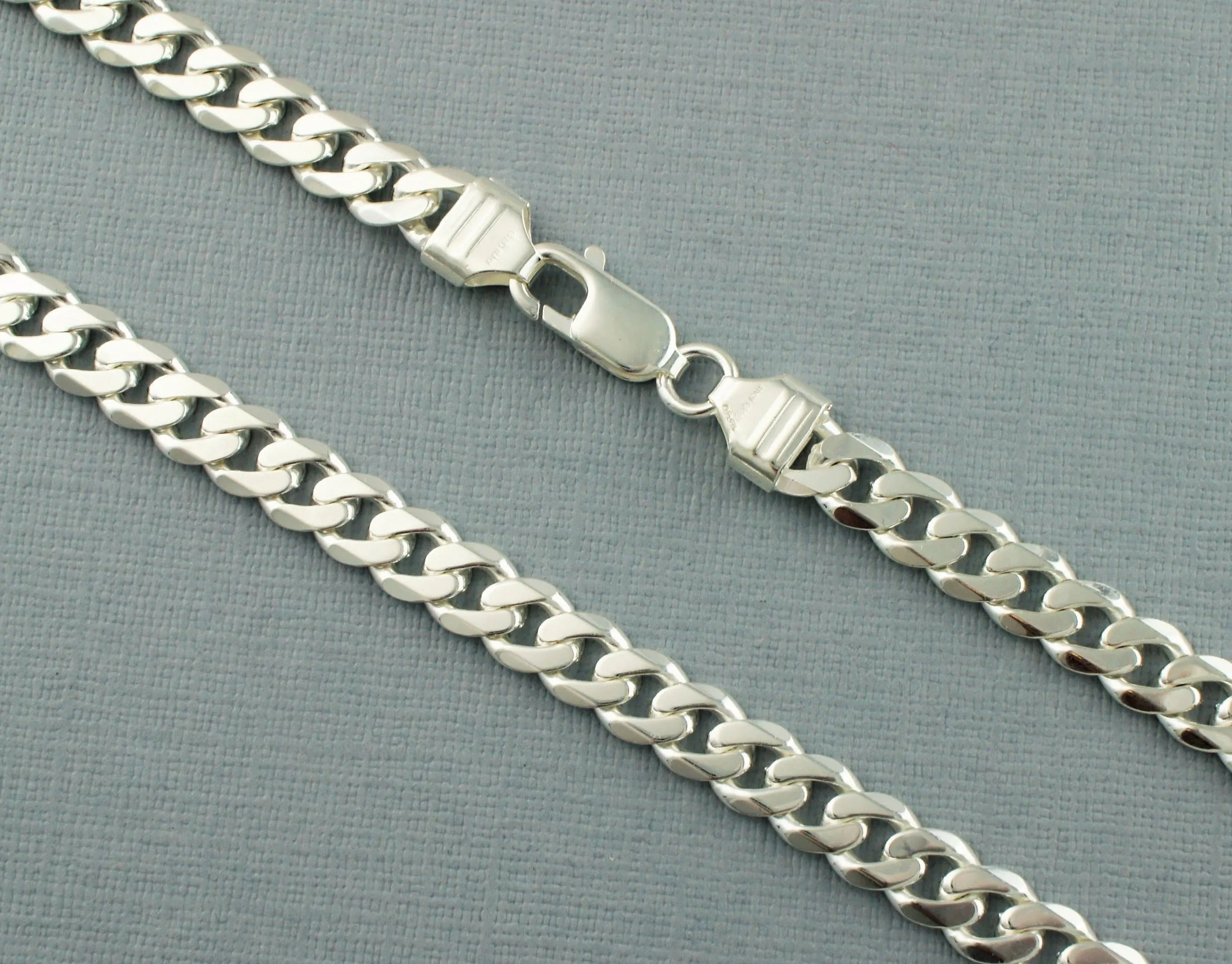 Heavy 925 Solid Sterling Silver Diamond Cut Curb Chain Necklace 7.5mm