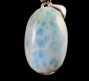 LARIMAR Crystal Pendant - Exquisite, Sterling Silver, Handmade Oval Crystal Cabochon, Polished and Set in an Open Back Bezel, 53380