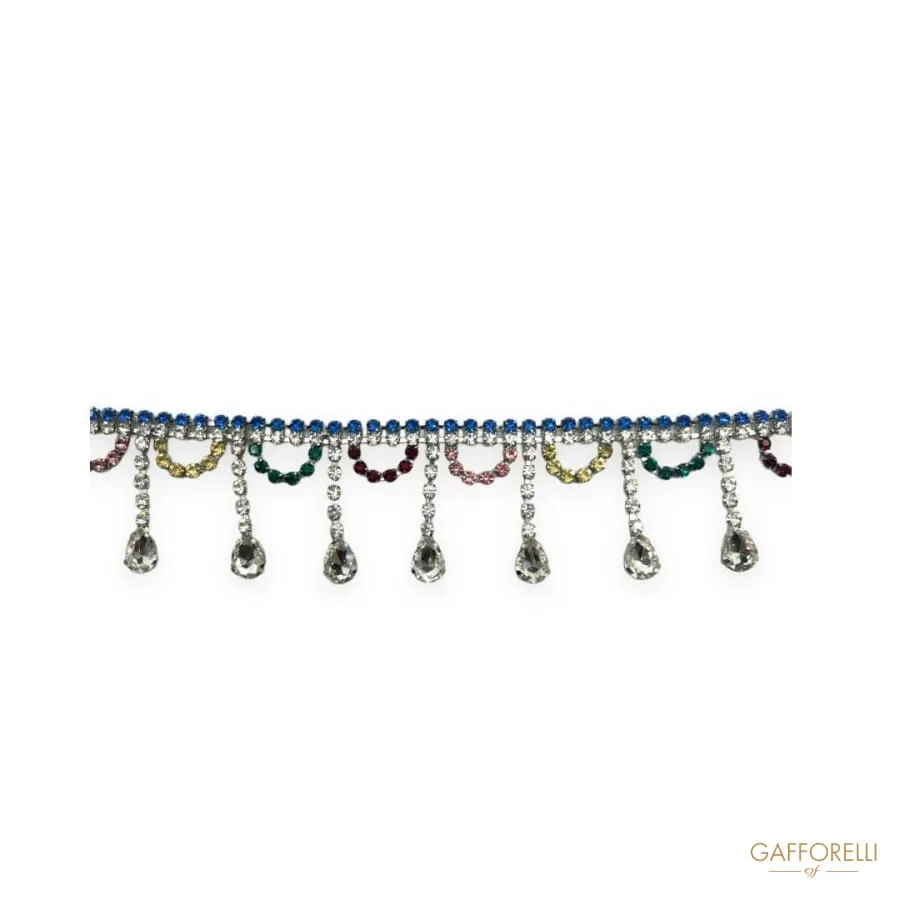 Multicolor Rhinestone Chain with Dangling Details A516 - Gafforelli Srl