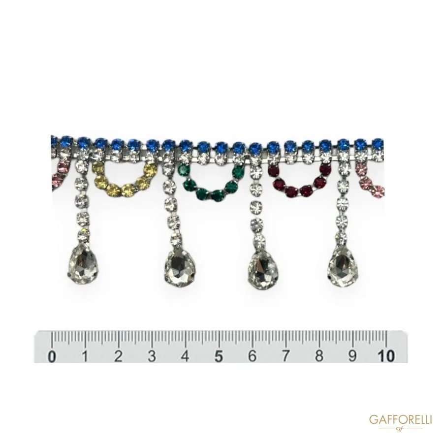 Multicolor Rhinestone Chain with Dangling Details A516 - Gafforelli Srl