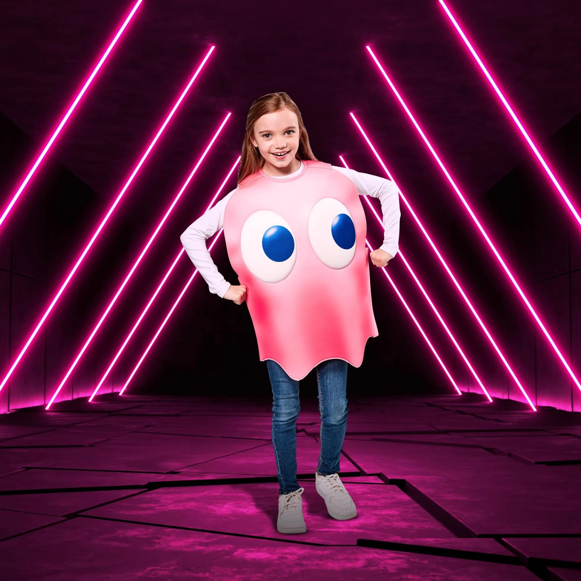 Pac-Man Pinky Ghost Child Costume | One Size