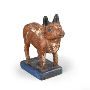 Painted Teak Nandi Bull Toy From Andhra Pradesh - Ca 1950