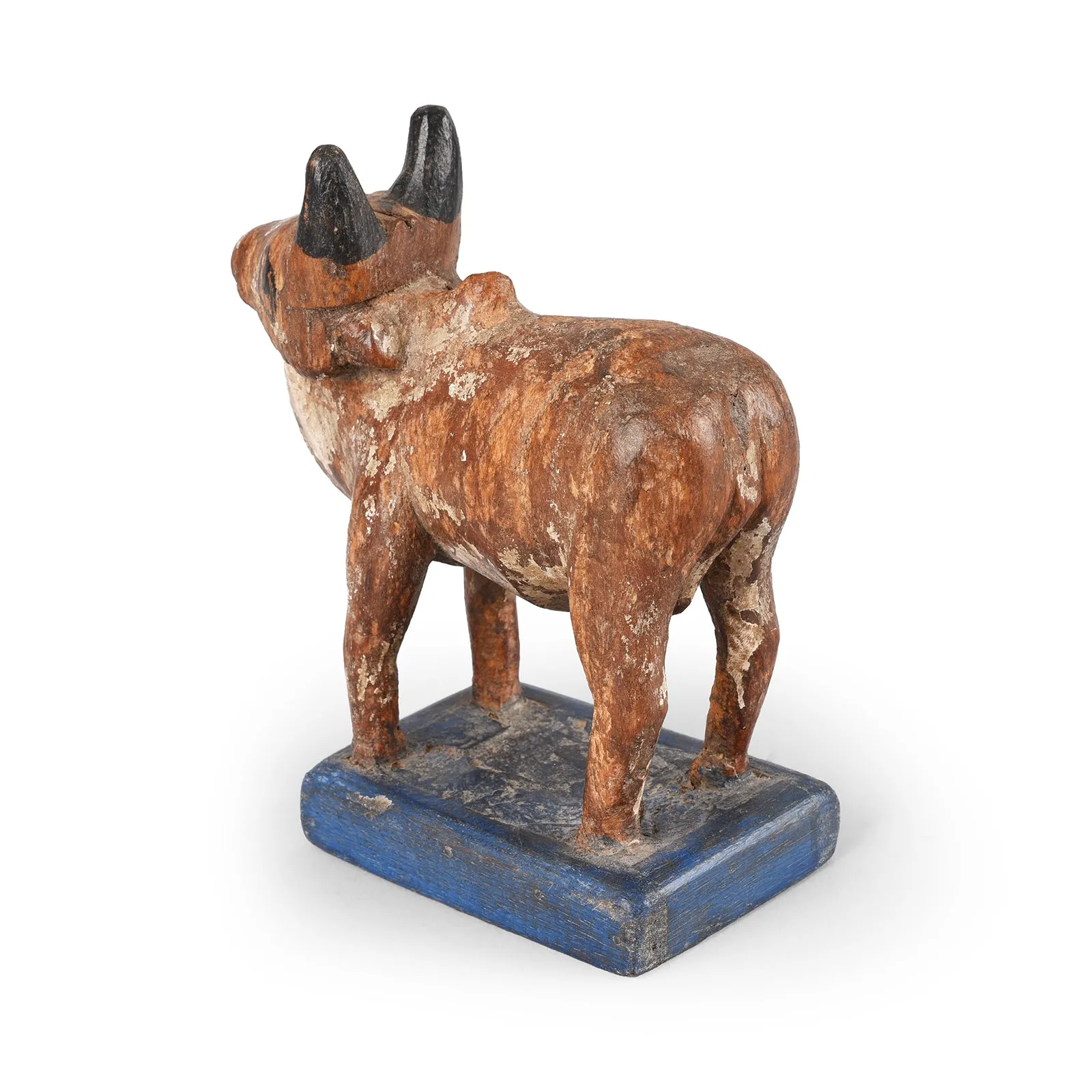 Painted Teak Nandi Bull Toy From Andhra Pradesh - Ca 1950