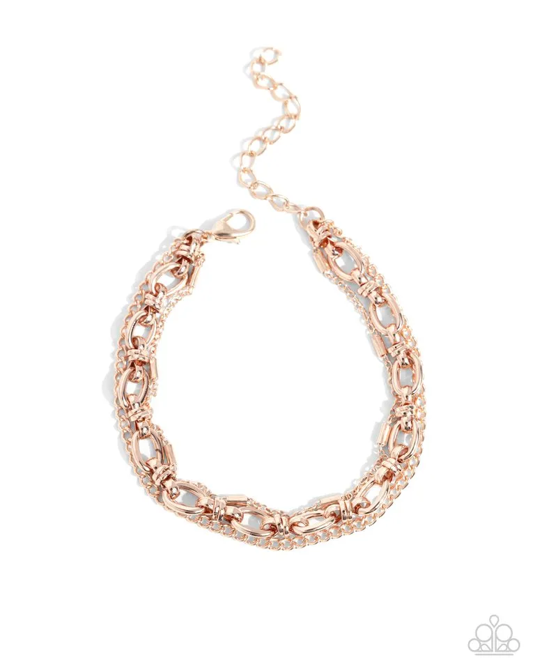 Paparazzi Bracelet ~ Chained Celebration - Rose Gold