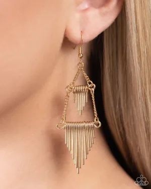Paparazzi Earring ~ Greco Grotto - Gold