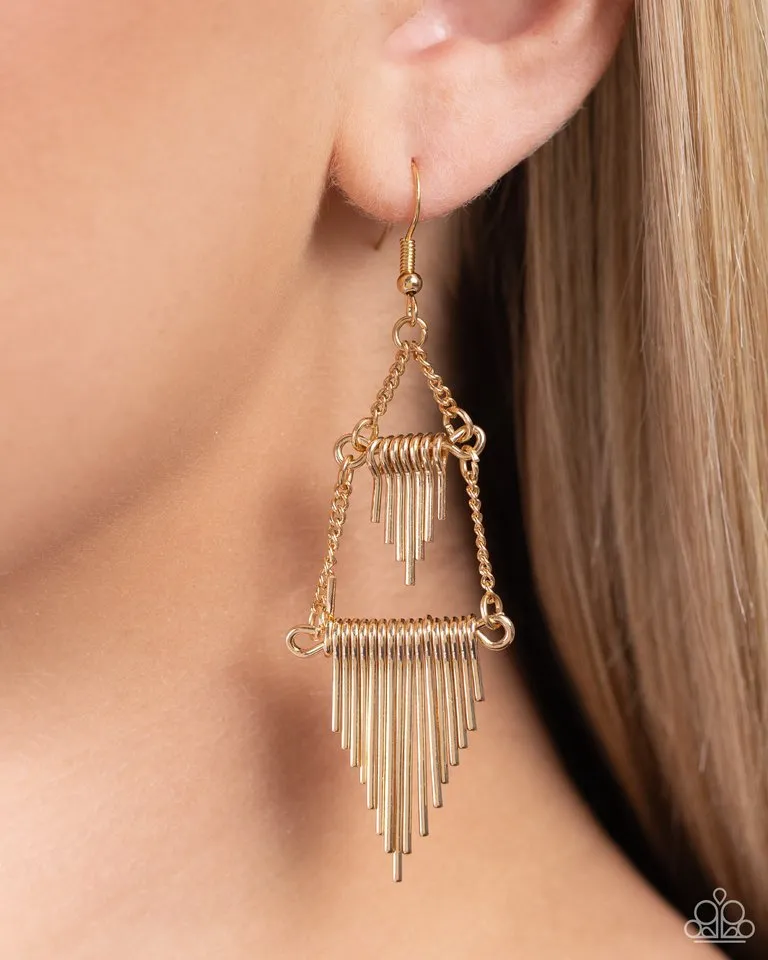 Paparazzi Earring ~ Greco Grotto - Gold