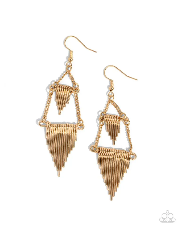 Paparazzi Earring ~ Greco Grotto - Gold