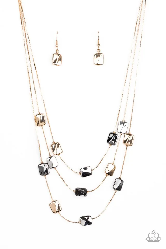 Paparazzi Necklace ~ Downtown Reflections - Gold