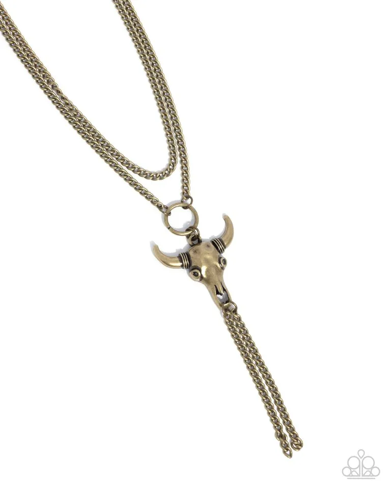 Paparazzi Necklace ~ Layered Longhorn - Brass