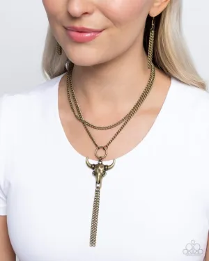 Paparazzi Necklace ~ Layered Longhorn - Brass