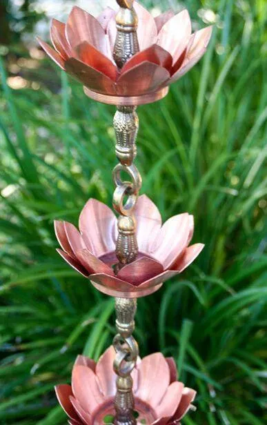 Professional Floral Bell Cup Rain Chain Decorative Copper Downspout Alternative Garden Art