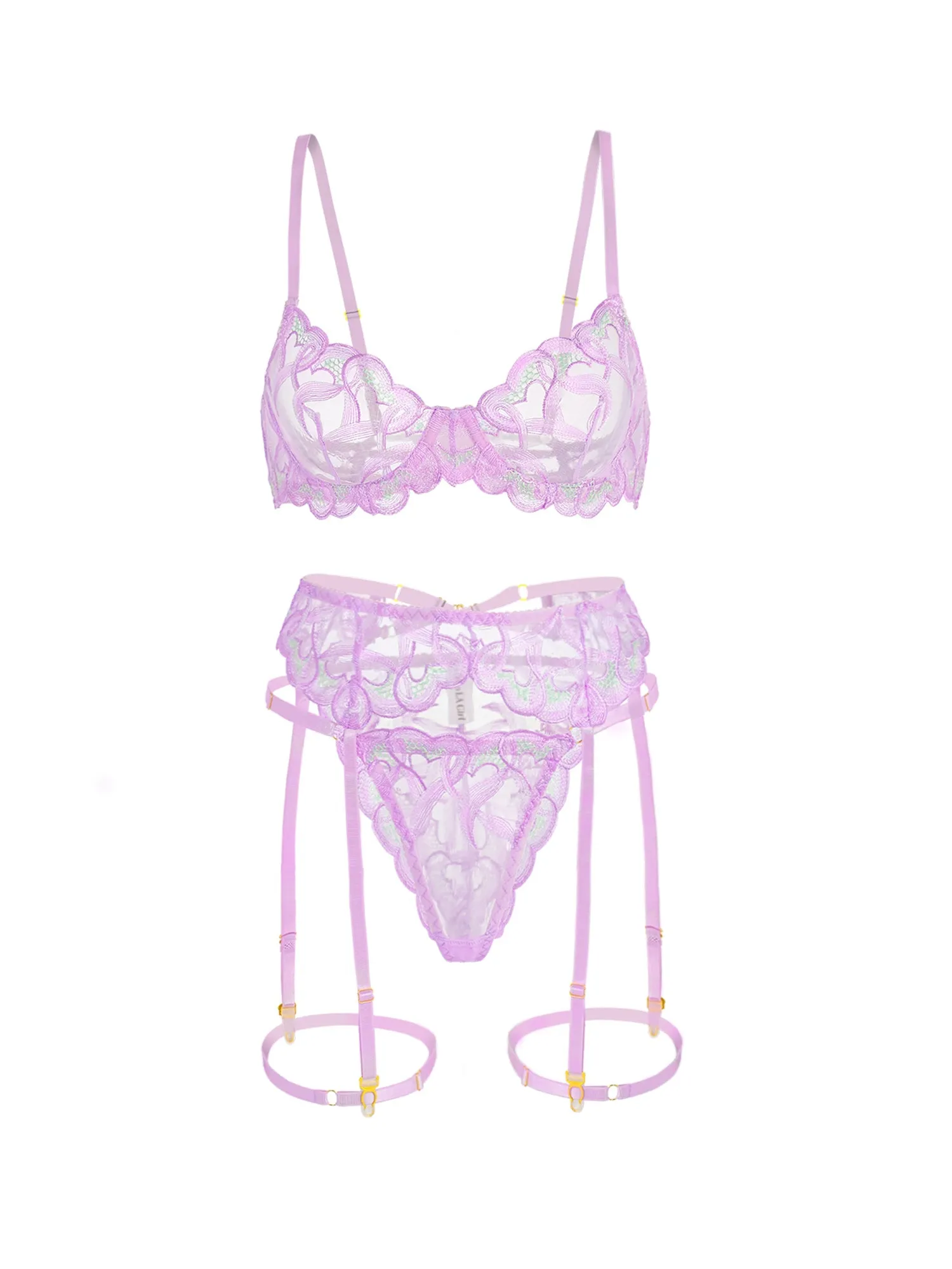 Purple Embroidery Lingerie Set