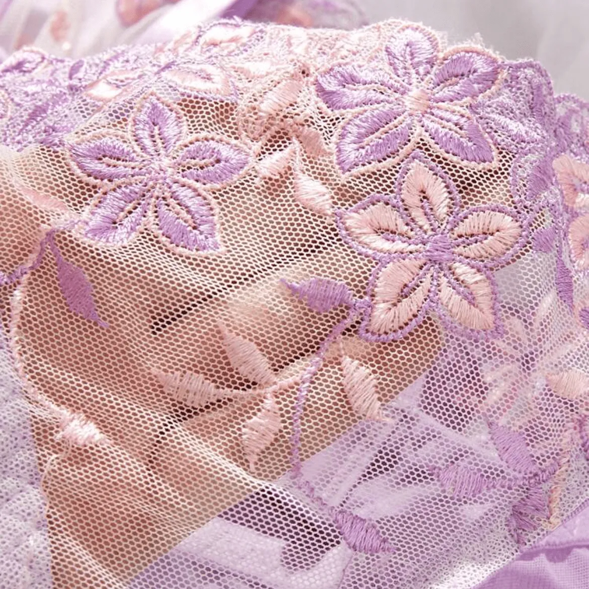 Purple Lingerie Romantic Bra & Panty Set with Underwire