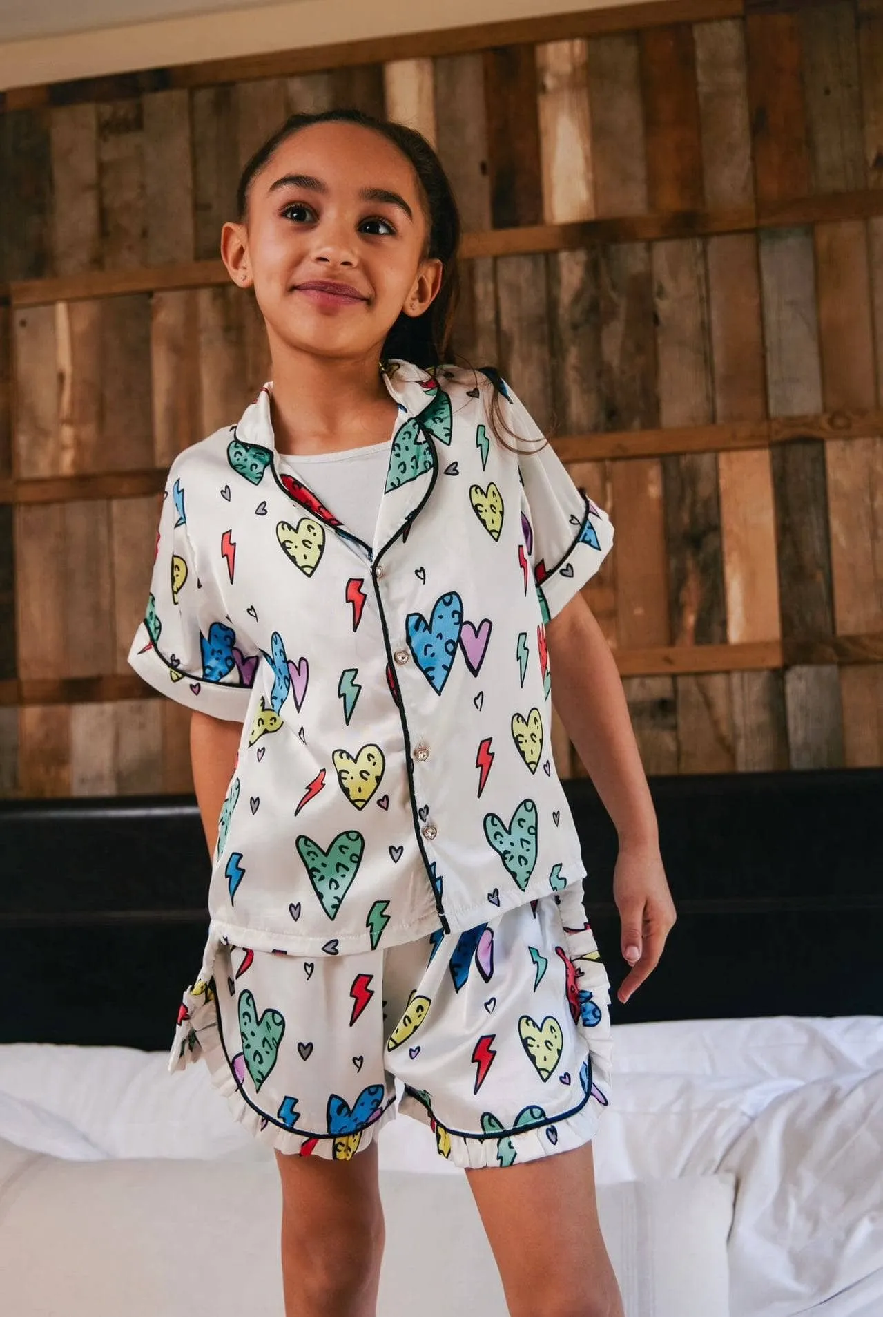 Rainbow Cheetah Heart Short Set