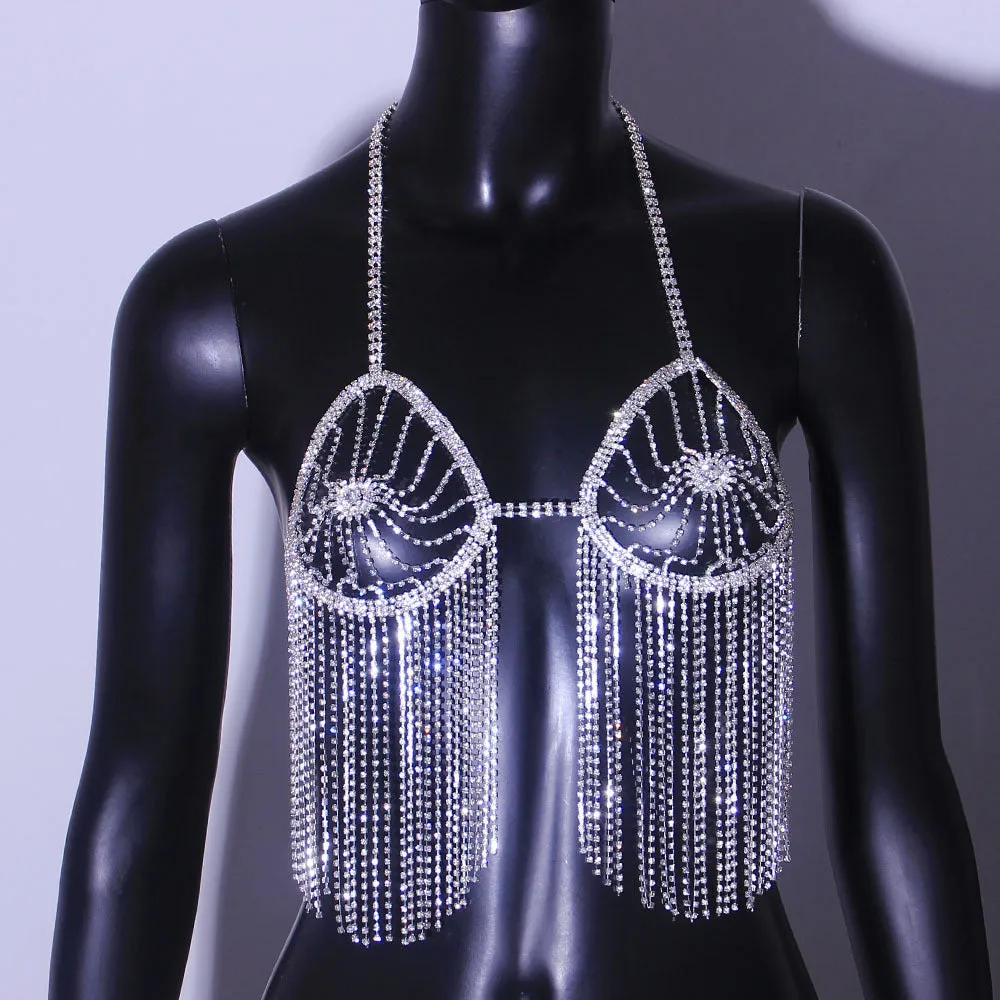Shiny Hollow Fringed Breast Body Chain