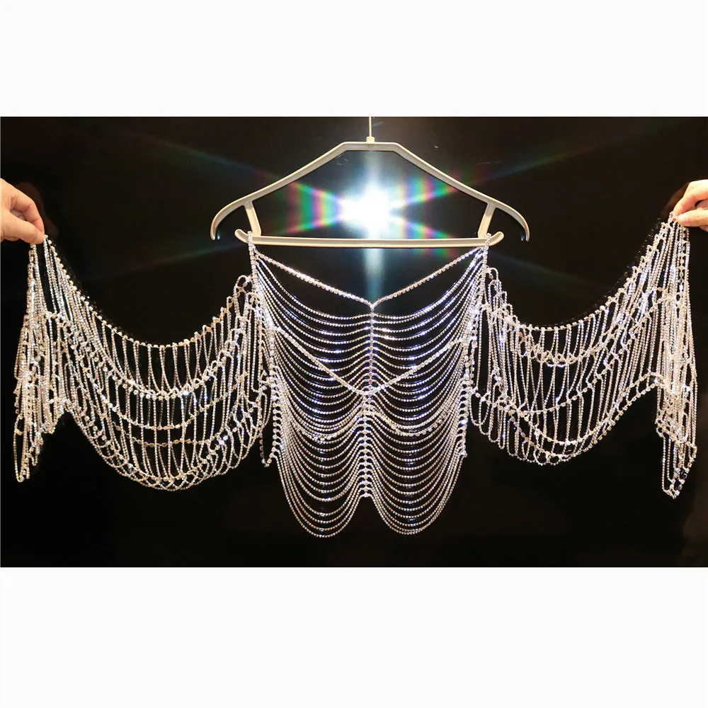 Shiny Multilayer Rhinestone Night Club Body Chain