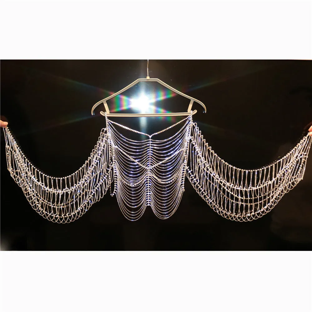 Shiny Multilayer Rhinestone Night Club Body Chain