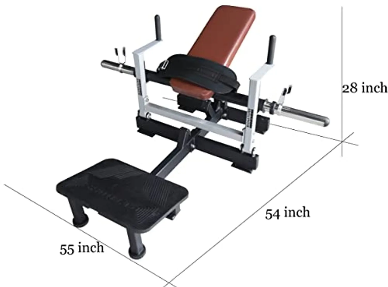 Signature Fitness Glute Bridge Plate-Loaded Hip Thrust Machine for Butt Shaping and Building Glute Muscles, Red, White, Black
