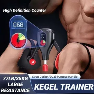 Smart Pelvic Floor Trainer with Intelligent Counting  Adjustable Resistance Kegel Exerciser for Men & Women  Home Leg & Glute Toner (Black Red/Grey Red)