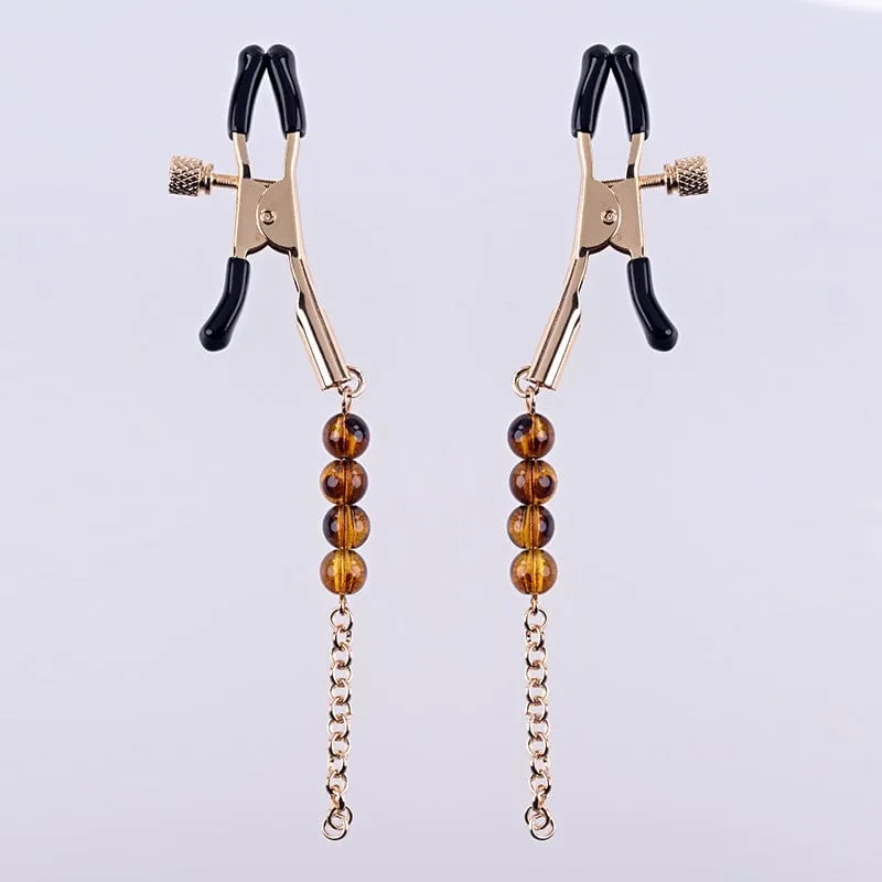 Sportsheets Sincerely Amber Beaded Nipple Clamps