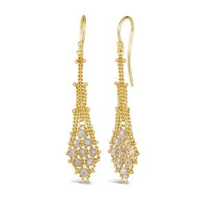 Suspended Lattice Earrings in Silver Diamond