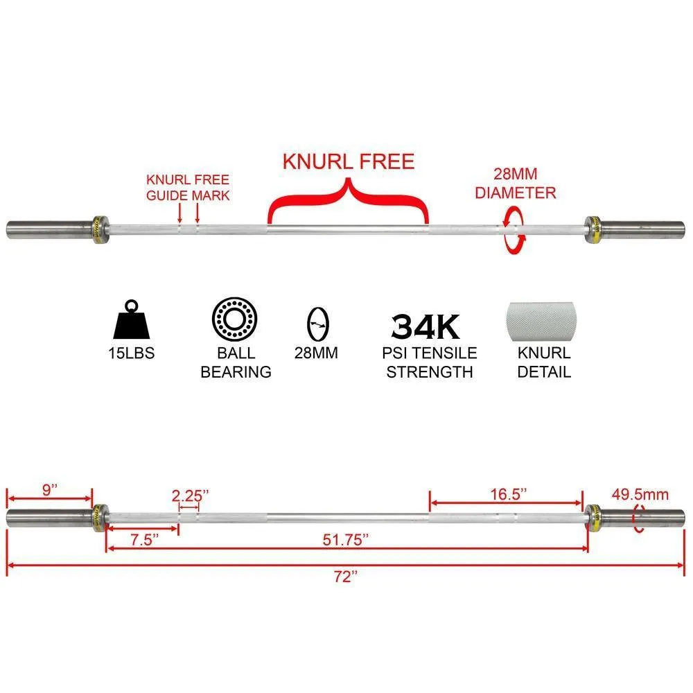 Technique Training Barbell 72" 28mm