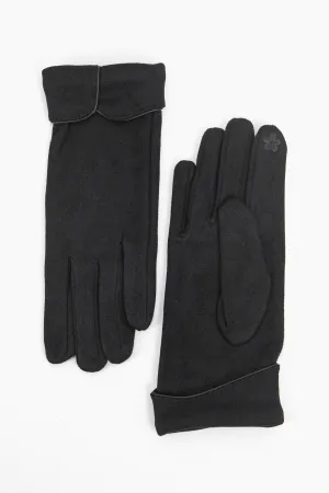 Tori Scalloped Cuff Gloves - Black