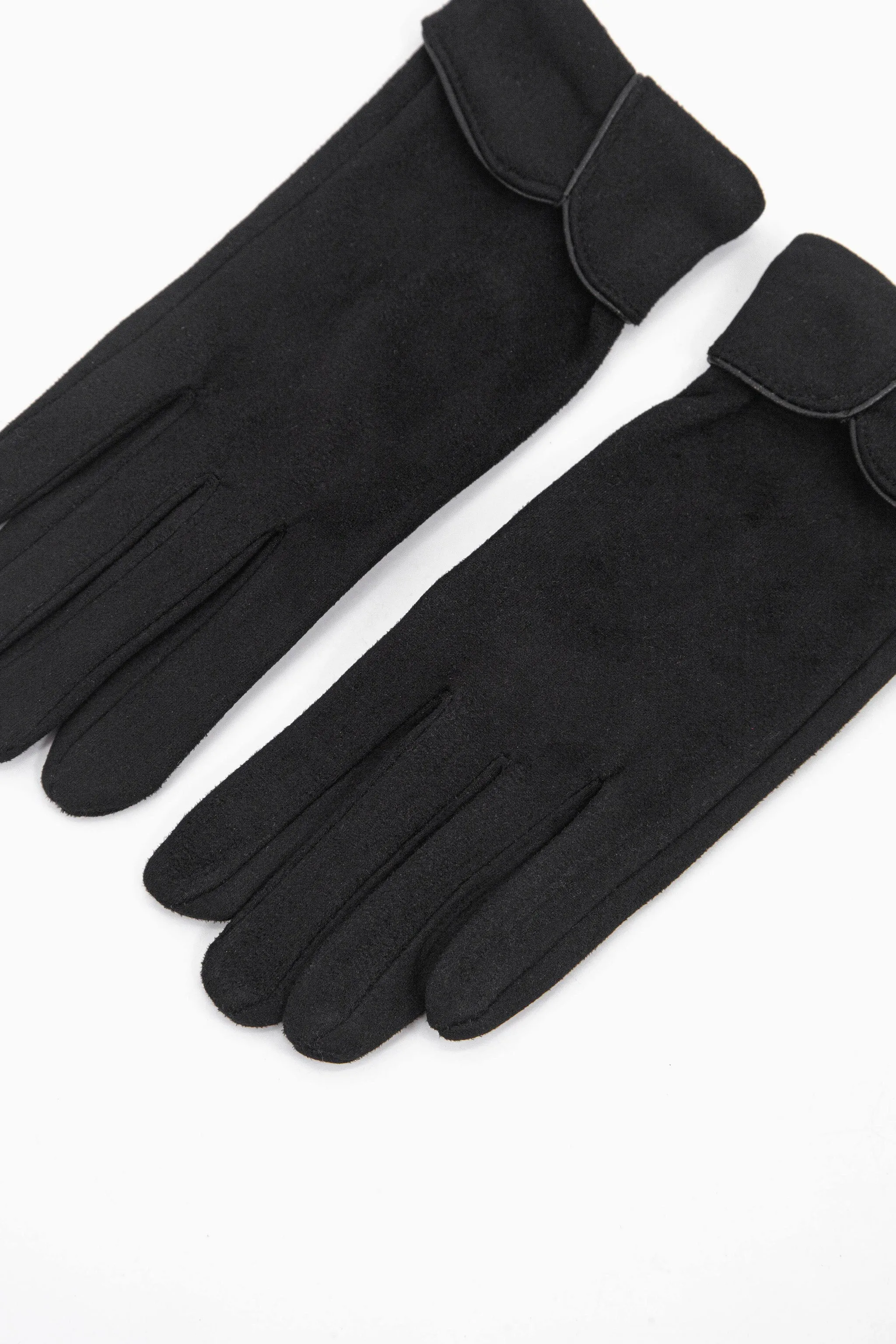 Tori Scalloped Cuff Gloves - Black