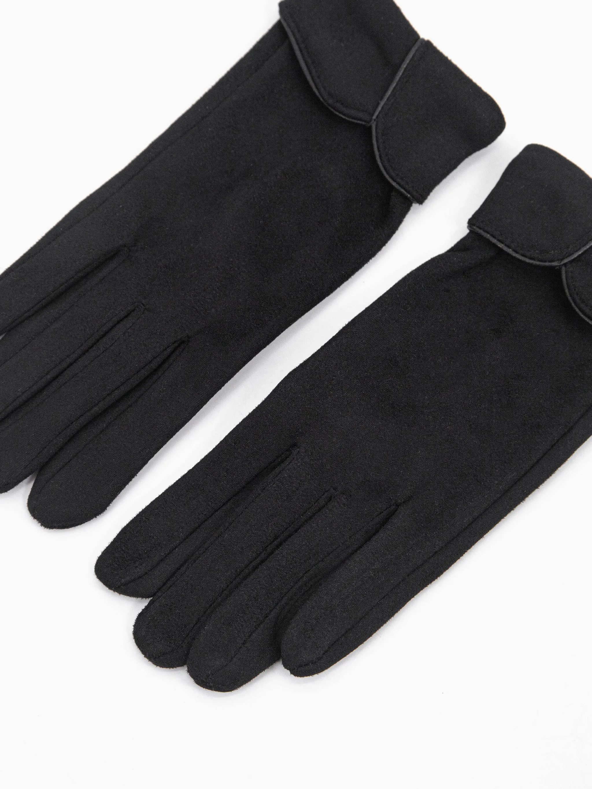Tori Scalloped Cuff Gloves - Black