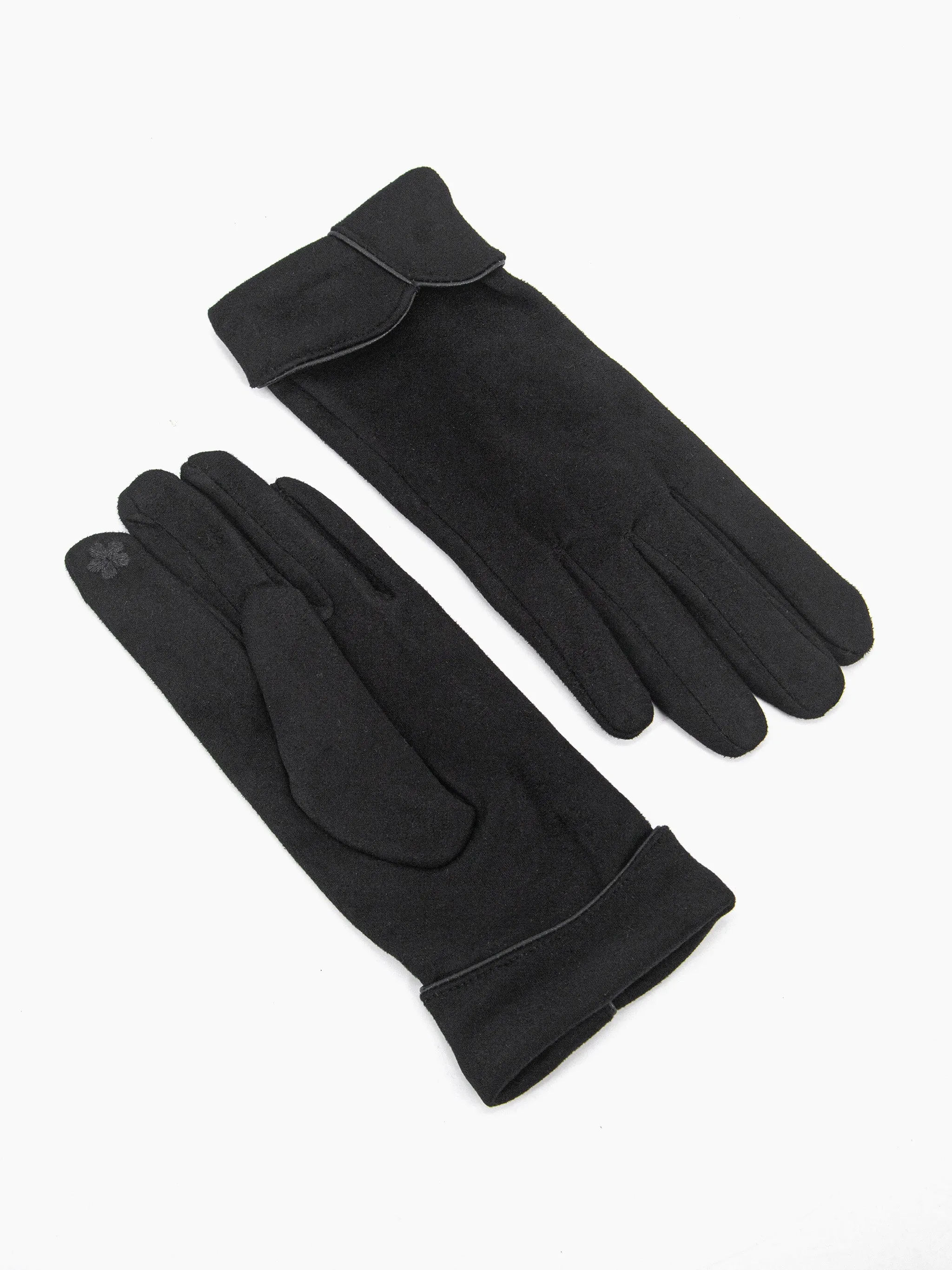Tori Scalloped Cuff Gloves - Black