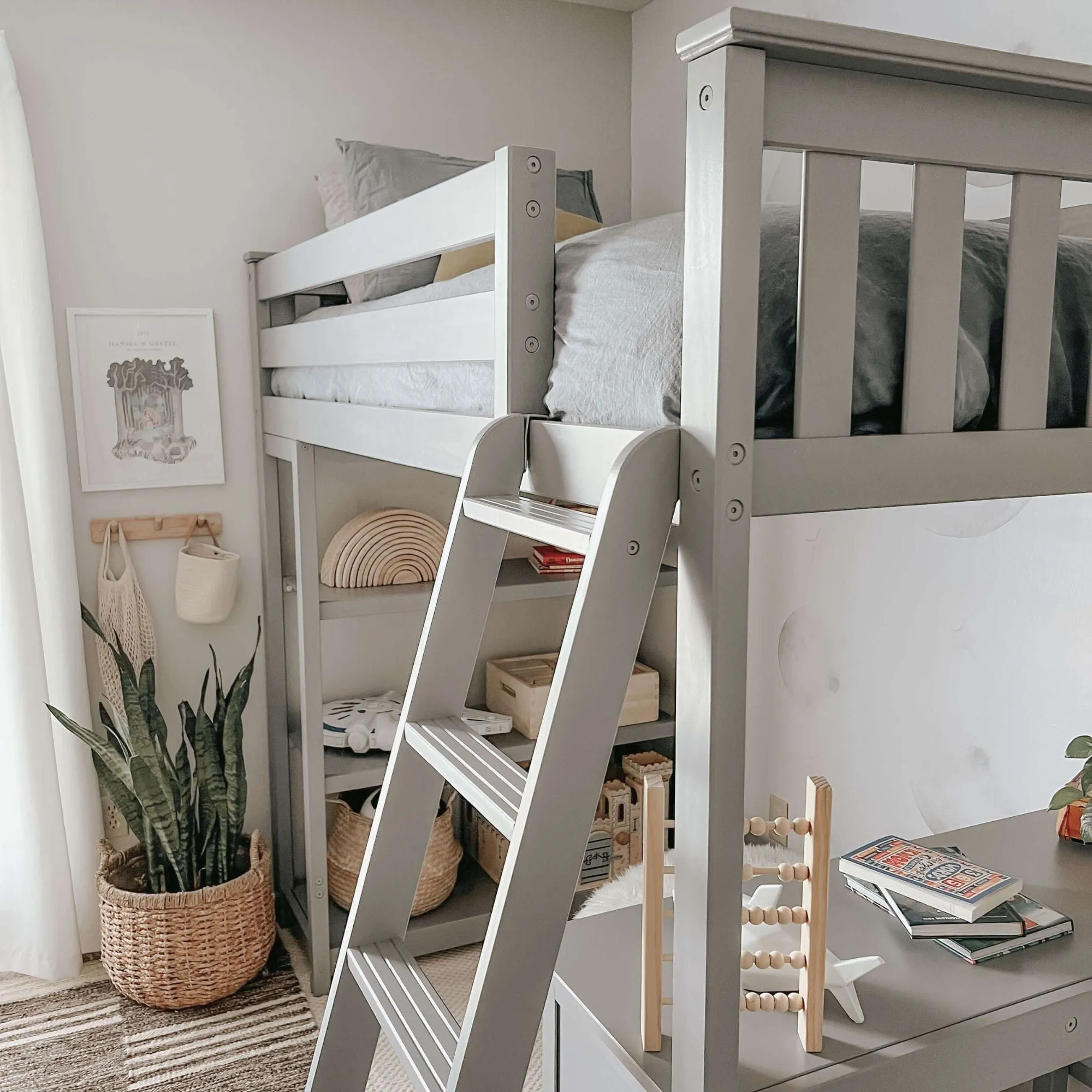Twin Loft Bed With Bookcase & Desk