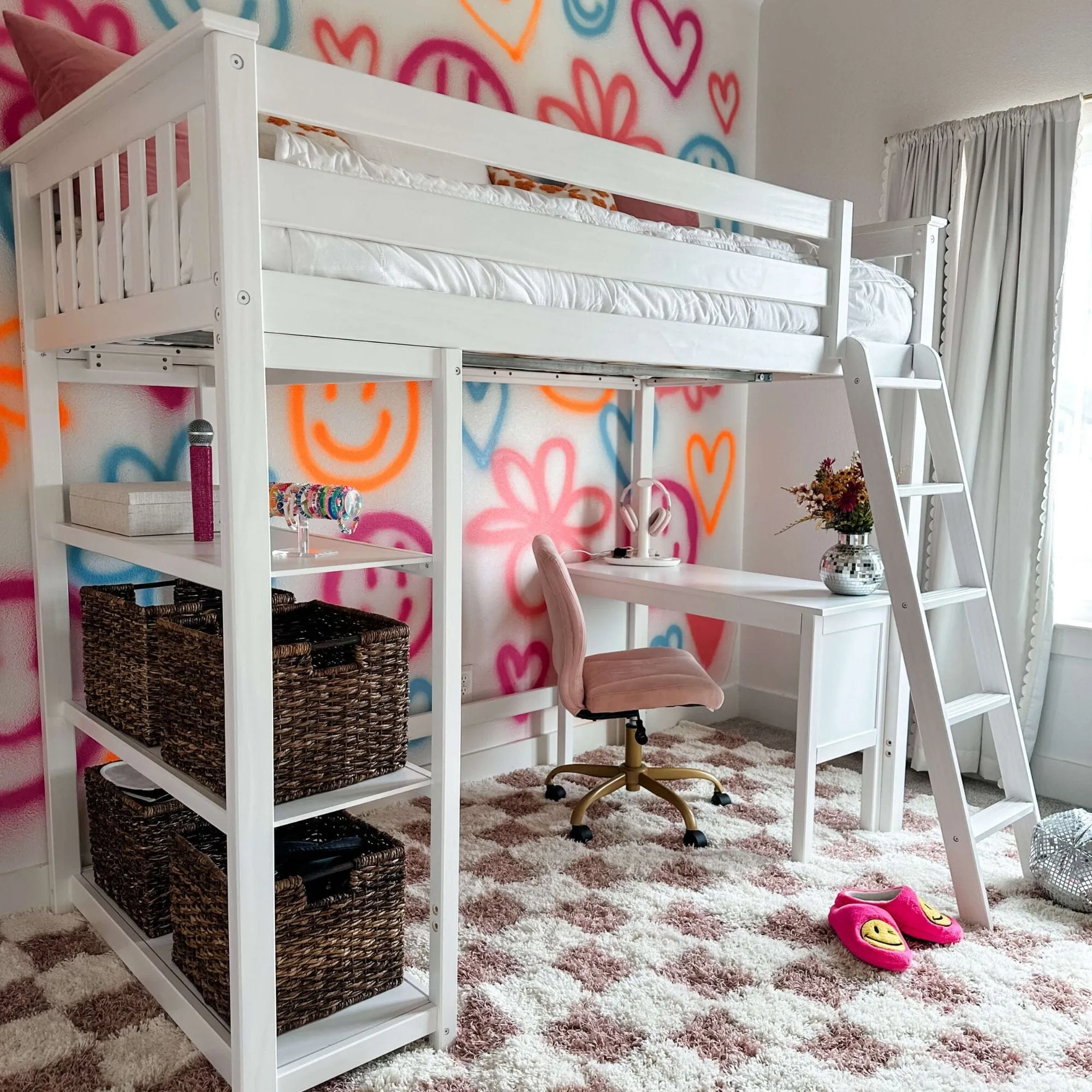 Twin Loft Bed With Bookcase & Desk