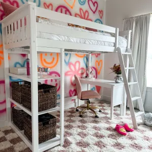Twin Loft Bed With Bookcase & Desk