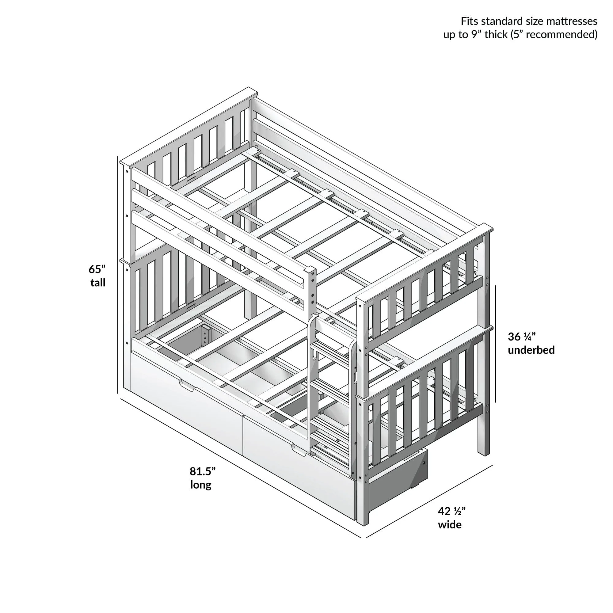Twin Over Twin Bunk Bed With Stairs & Storage Drawers