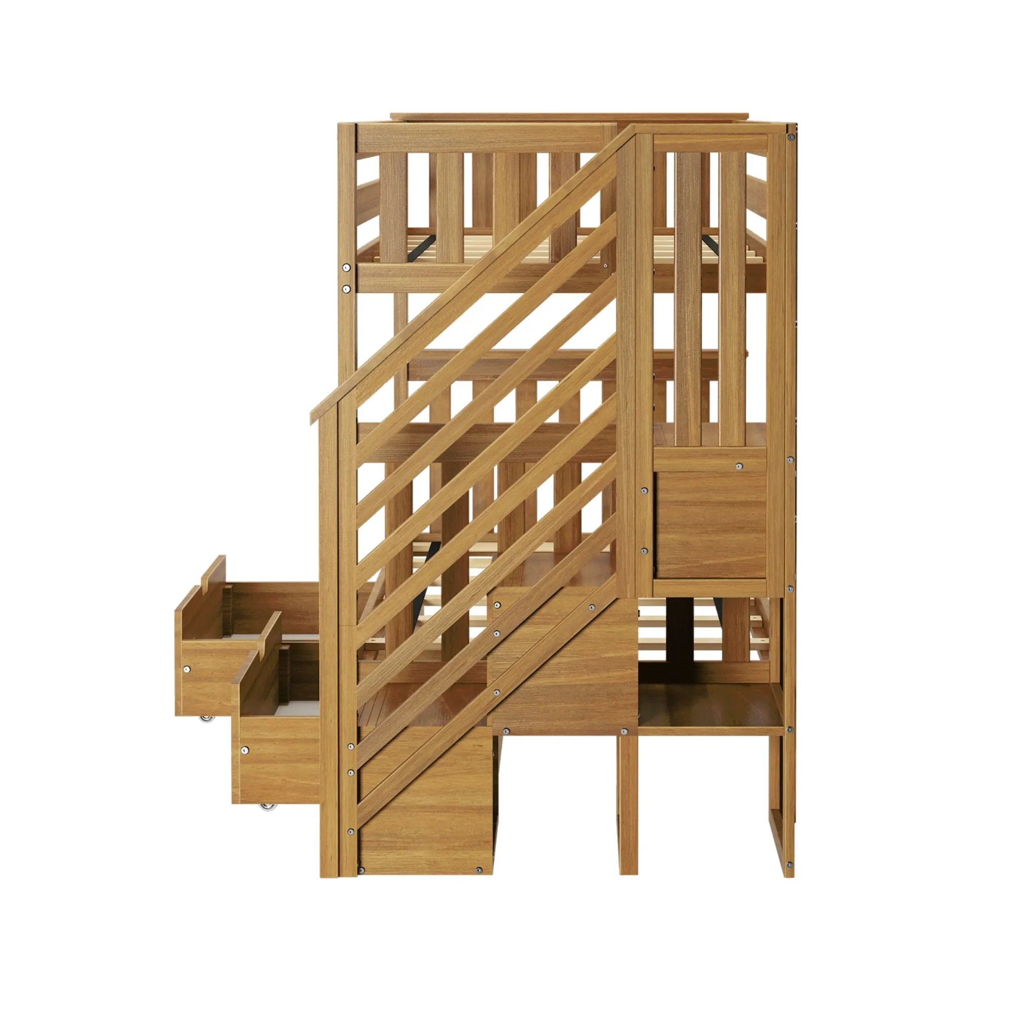 Twin Over Twin Bunk Bed With Stairs & Storage Drawers