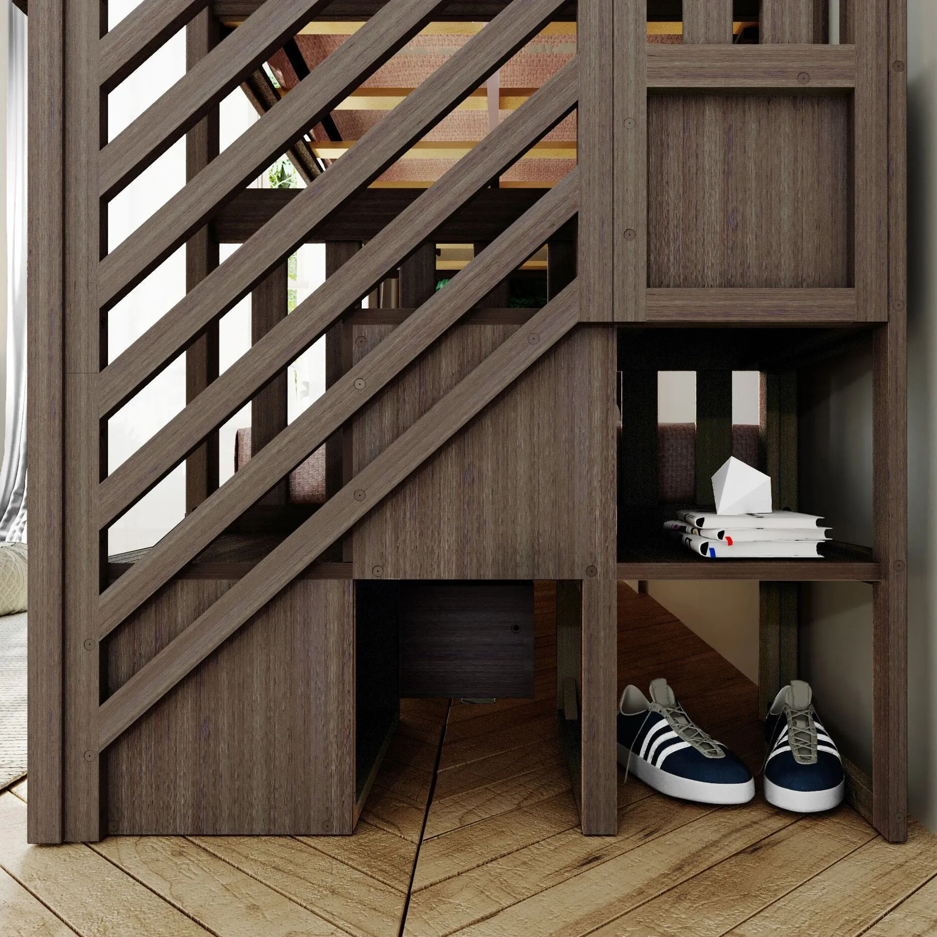 Twin Over Twin Bunk Bed With Stairs & Storage Drawers