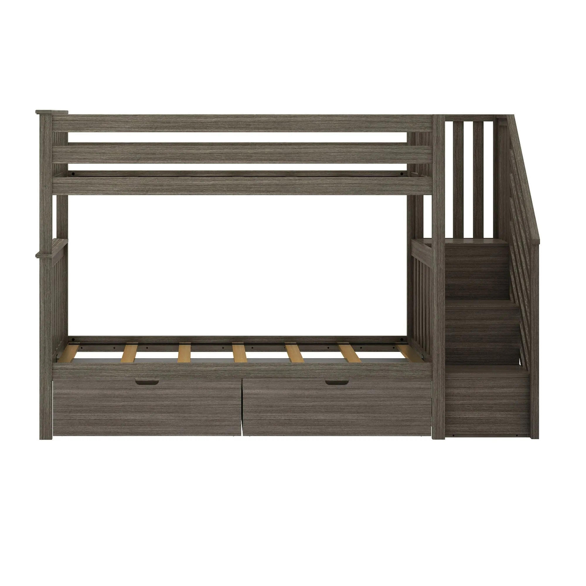 Twin Over Twin Bunk Bed With Stairs & Storage Drawers
