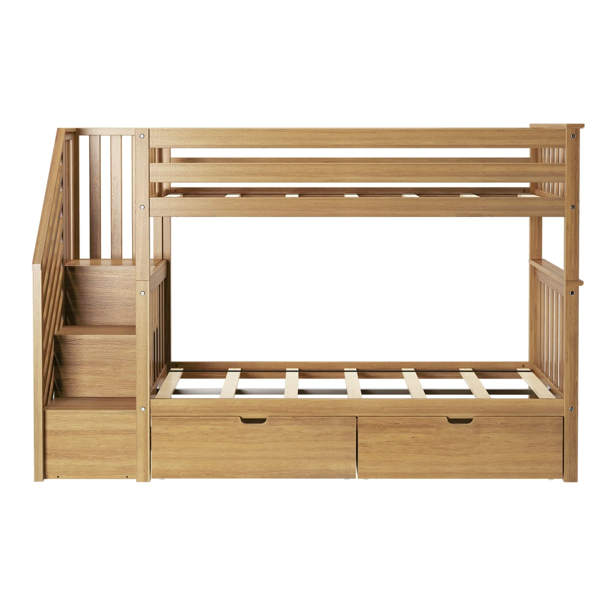 Twin Over Twin Bunk Bed With Stairs & Storage Drawers