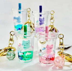 Unicorn Bear Boba Floaty Key Charm