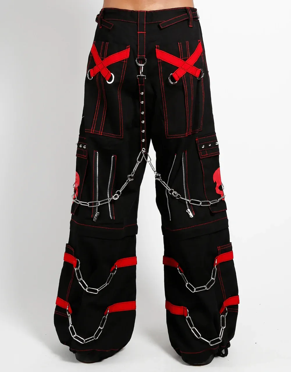 UNISEX Skull Zip Off Pants w/ Red Details
