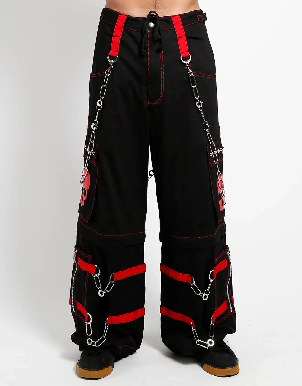 UNISEX Skull Zip Off Pants w/ Red Details