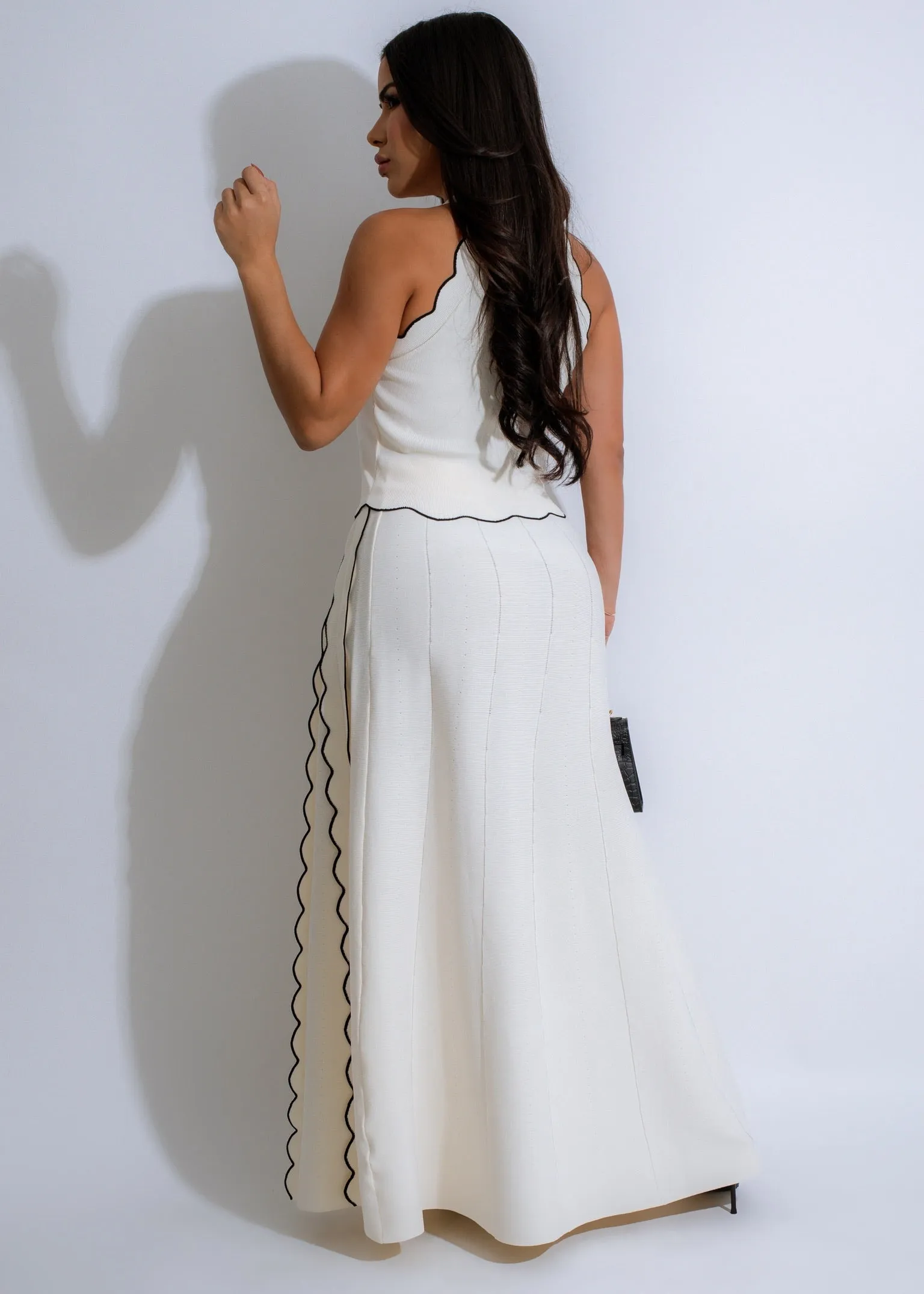 Wavelength Knit Skirt Set White