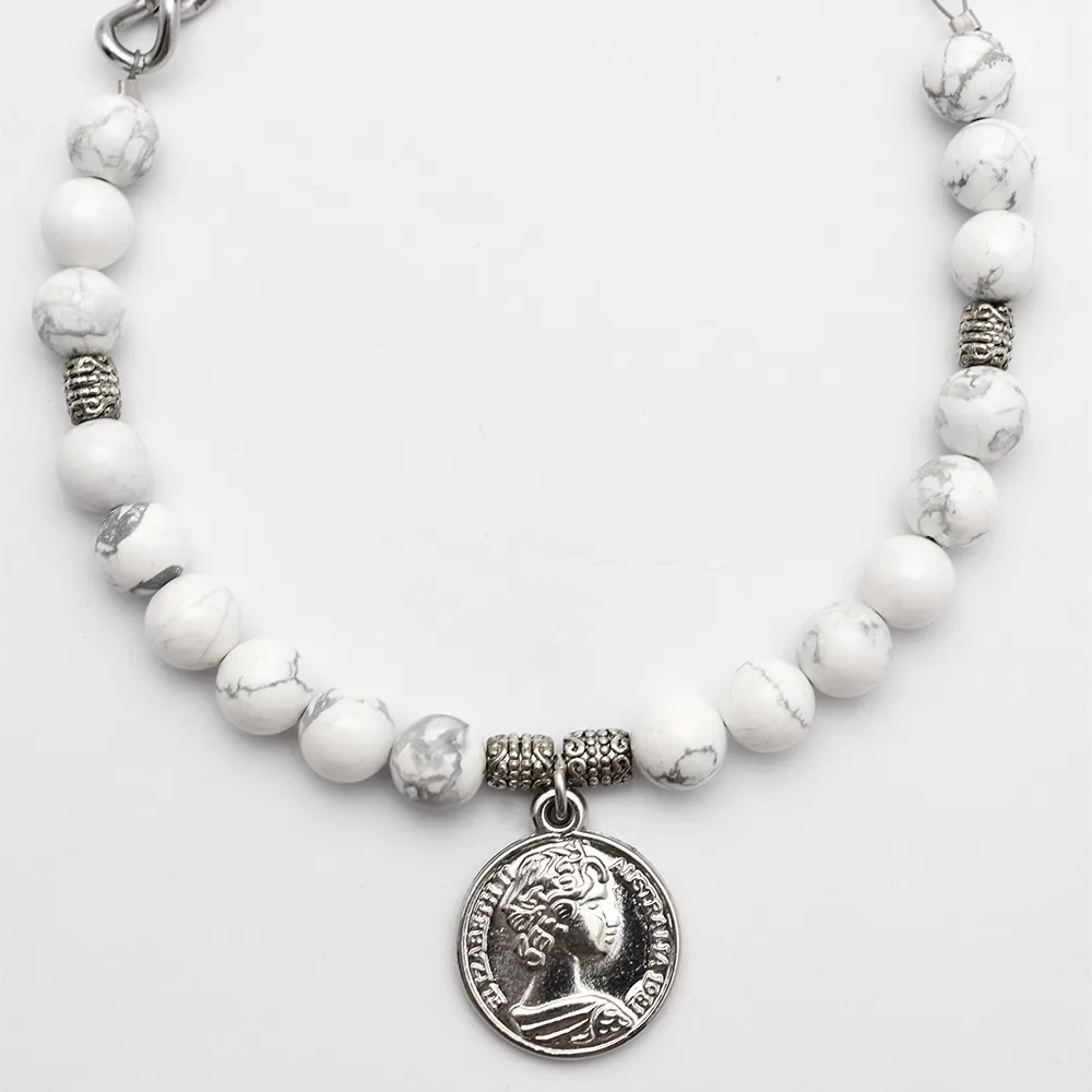 White Howlite Beaded Belly Chain