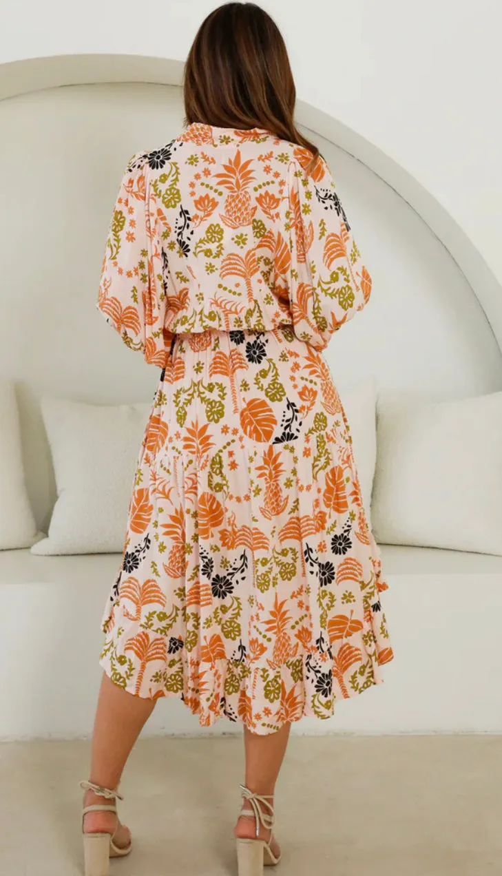 Wrenley 3/4 Sleeves Midi Dress