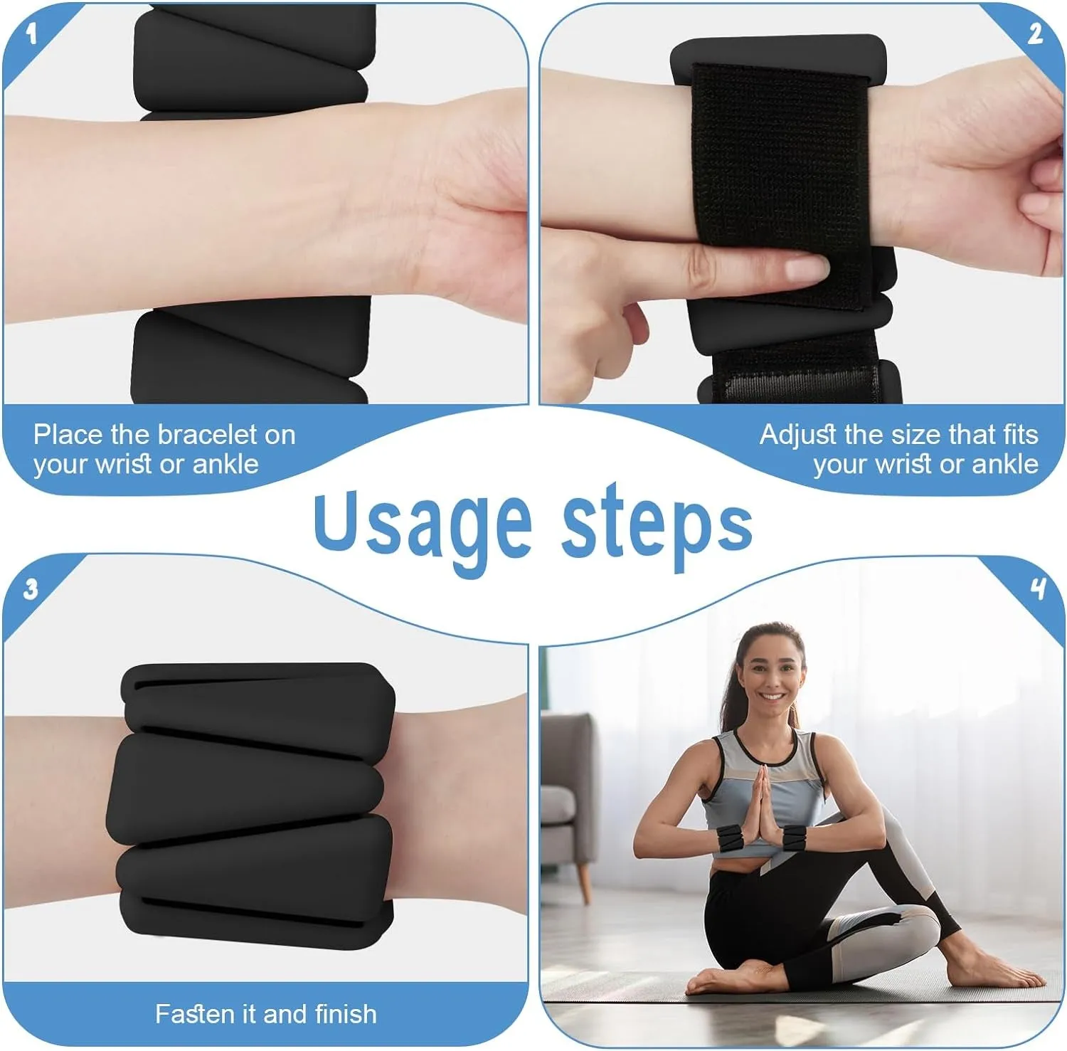 Wrist Weights Set of 2, Adjustable Silicone Workout Weights for Women and Men, Wearable Ankle/Wrist Weights Suitable for Yoga, Dance, Pilates, Pool Exercises and Jogging
