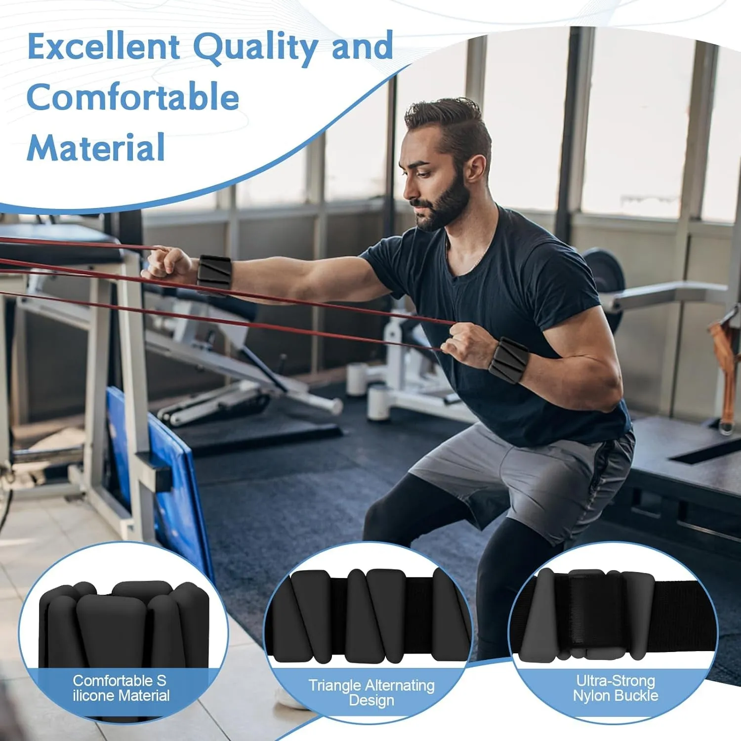 Wrist Weights Set of 2, Adjustable Silicone Workout Weights for Women and Men, Wearable Ankle/Wrist Weights Suitable for Yoga, Dance, Pilates, Pool Exercises and Jogging