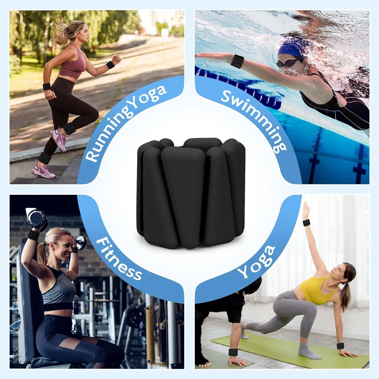 Wrist Weights Set of 2, Adjustable Silicone Workout Weights for Women and Men, Wearable Ankle/Wrist Weights Suitable for Yoga, Dance, Pilates, Pool Exercises and Jogging