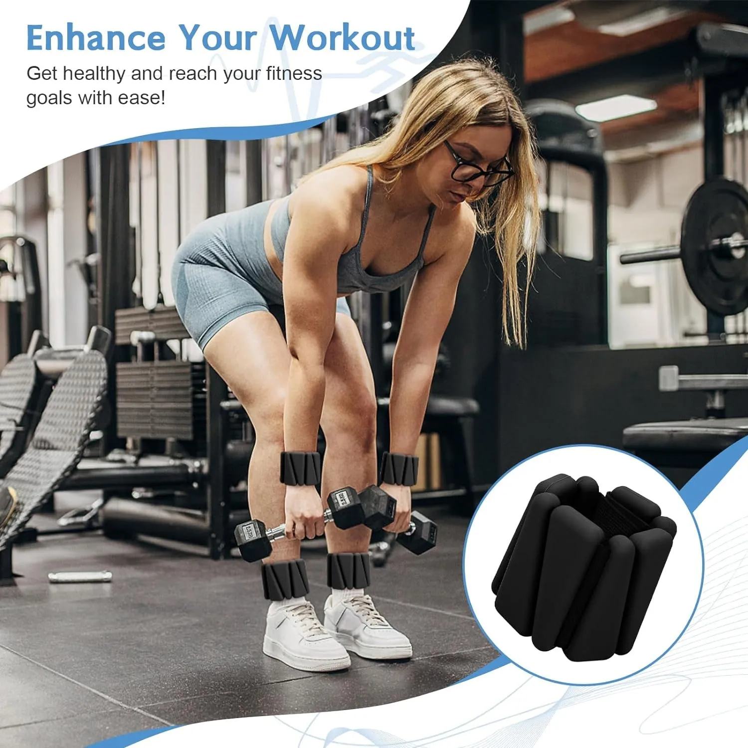 Wrist Weights Set of 2, Adjustable Silicone Workout Weights for Women and Men, Wearable Ankle/Wrist Weights Suitable for Yoga, Dance, Pilates, Pool Exercises and Jogging